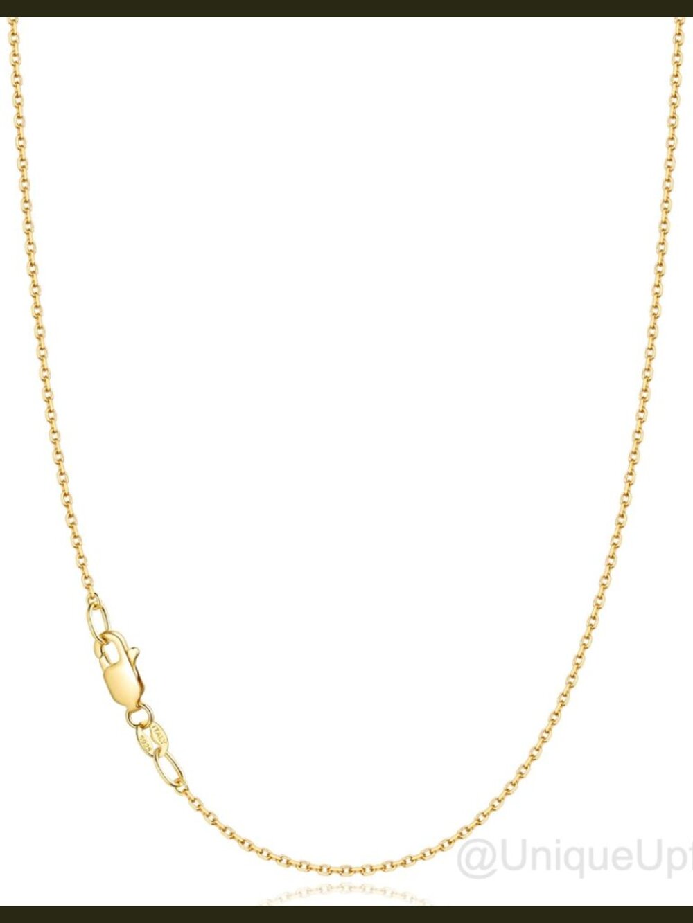 18k Gold Plated 925 Sterling Silver Chain Necklace 1.1mm Cable 20 Inch